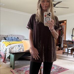 Wishlist Velvet Brown Short Sleeve Top Size S/M